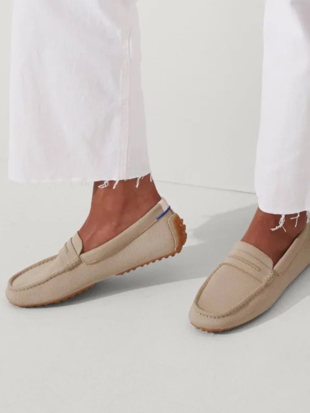 Rothy's Beige Canvas Penny Loafers